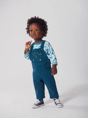 Lined Turquoise Cotton Dungarees