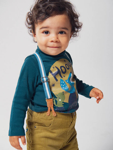 Blue Cotton Polo Neck