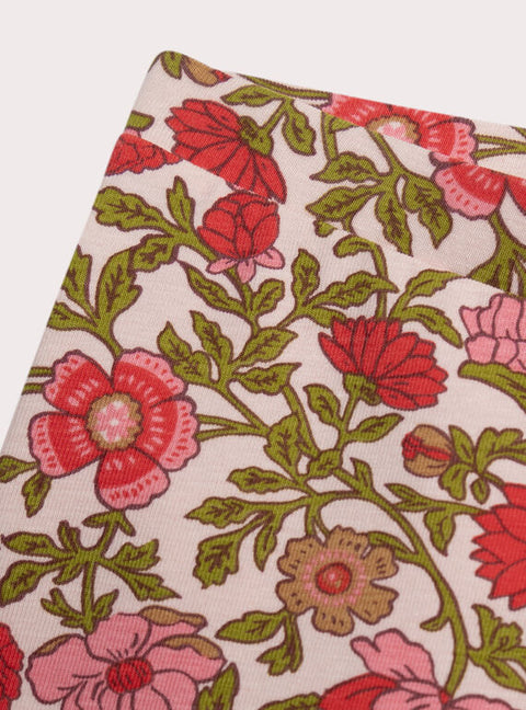 Pink Floral Print Cotton Leggings