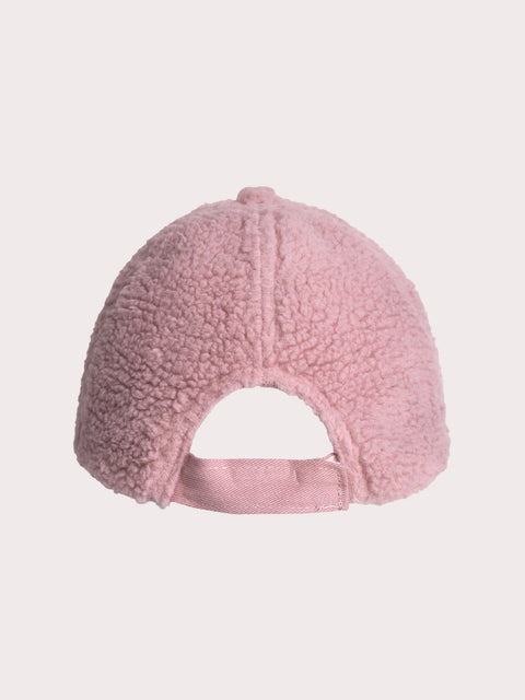 Pink Faux Sheepskin Baseball Cap