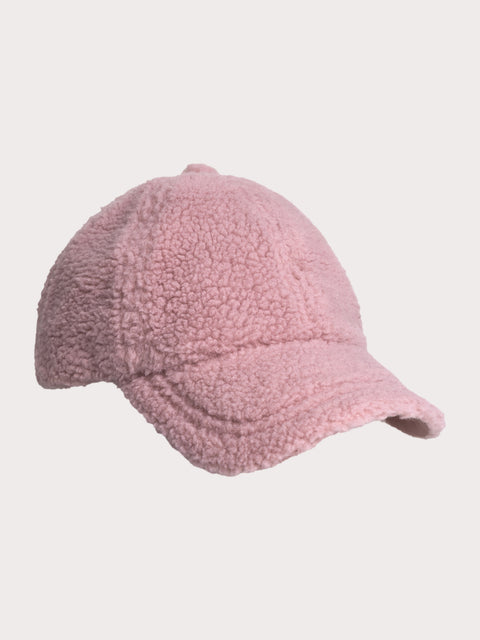 Pink Faux Sheepskin Baseball Cap