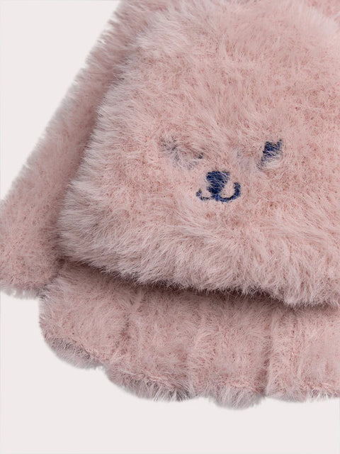 Pink Bear Motif Gloves
