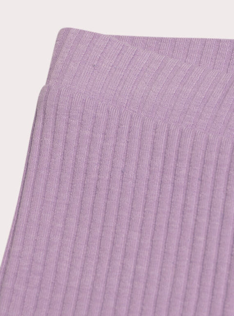 Purple Ribbed Cotton Leggings