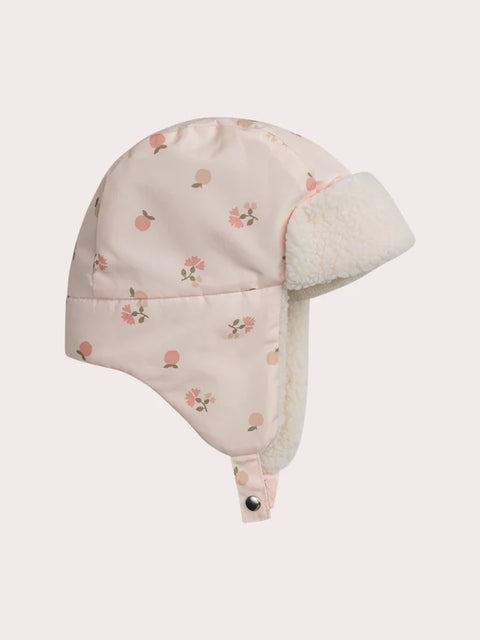 Pink Floral Print Lined Canvas Hat