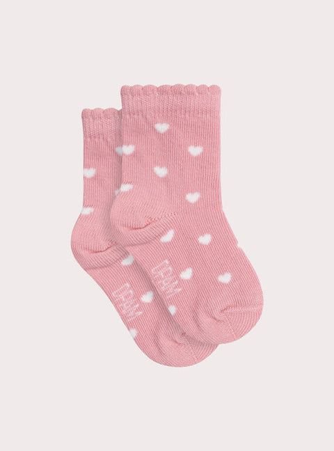 Pink Heart Pattern Cotton Rich Socks