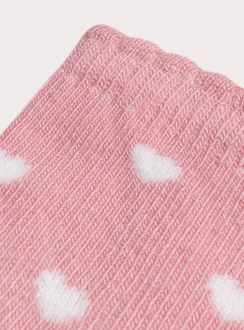 Pink Heart Pattern Cotton Rich Socks