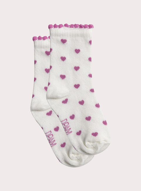White Heart Pattern Cotton Rich Socks