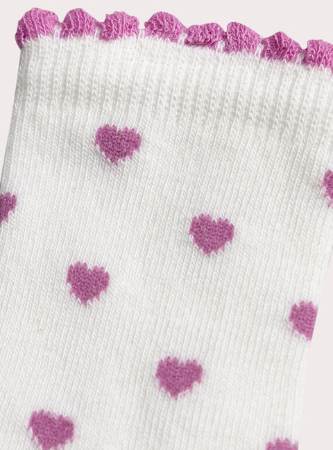White Heart Pattern Cotton Rich Socks
