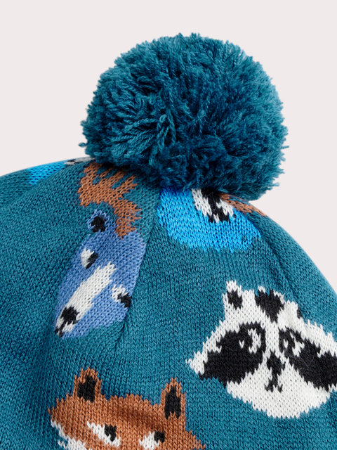 Blue Animal Animation Micropolar Lined Hat