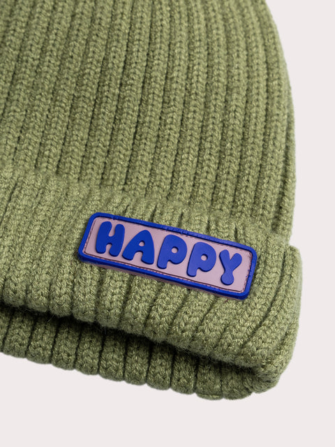 Green Ribbed Cotton Beanie