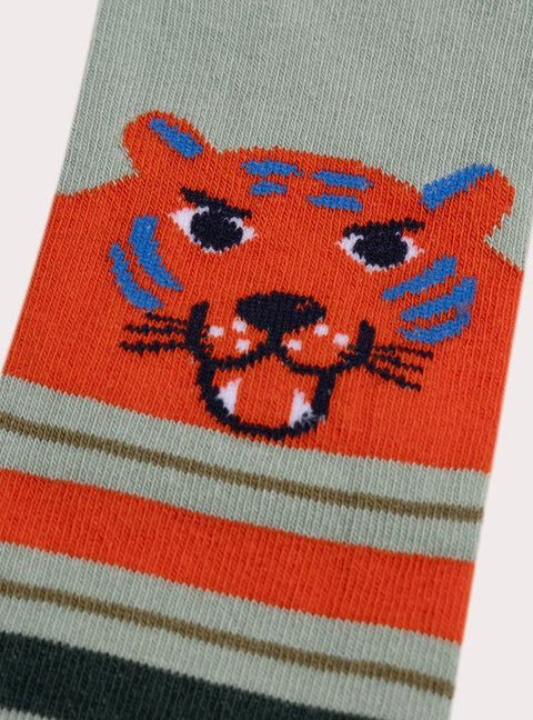 Green Stripe Cotton Rich Socks