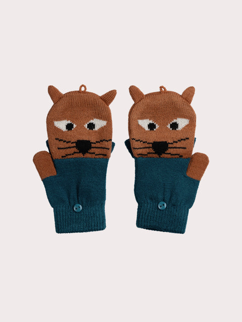 Blue Animal Animation Mittens