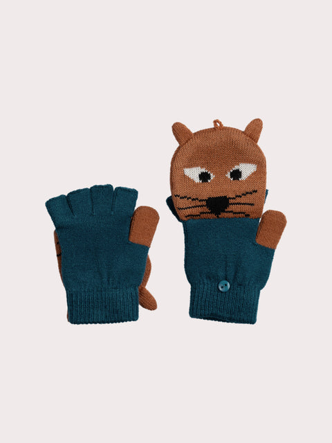 Blue Animal Animation Mittens