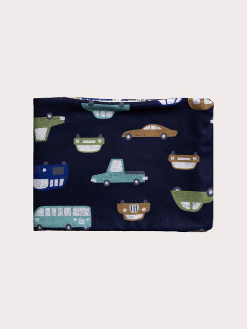 Navy Fleece Lined Car Print Snood