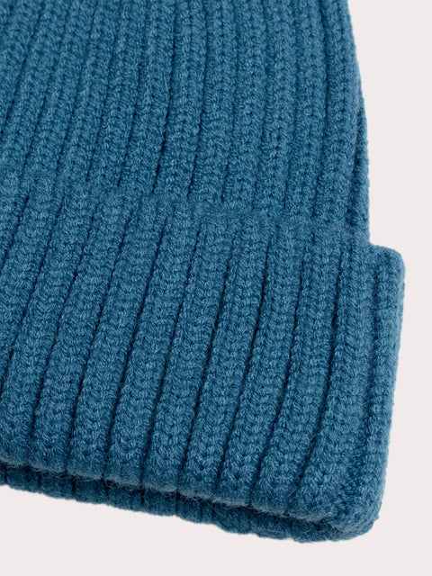 Turquoise Ribbed Cotton Beanie