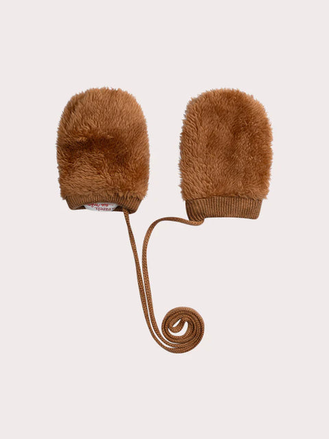 Brown Micropolar Lined Gloves with Ties