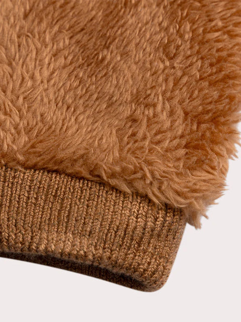 Brown Micropolar Lined Gloves with Ties