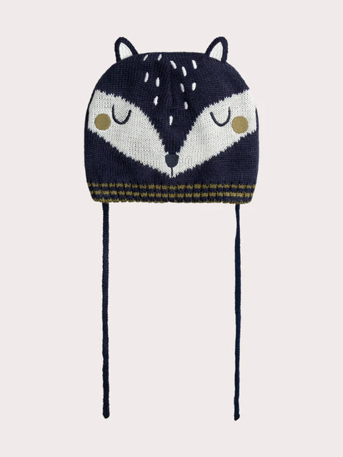 Blue Micropolar Lined Hat With Ties