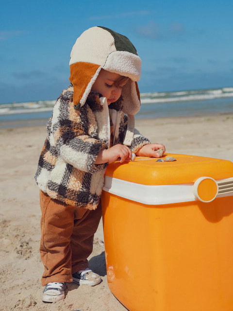 Green Corduroy Style Sherpa Lined Hat