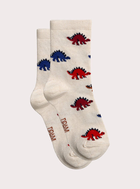 Cream Dinosaur Pattern Cotton Rich Socks