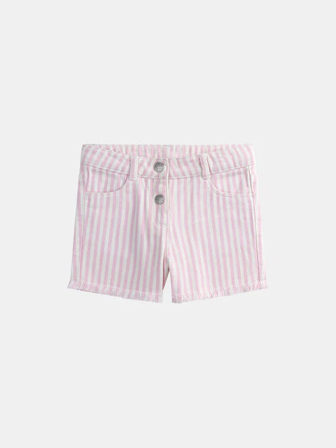 Lined Pink Stripe Cotton Twill Shorts