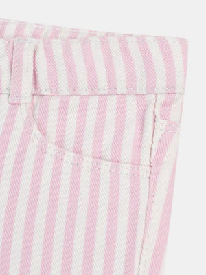 Lined Pink Stripe Cotton Twill Shorts
