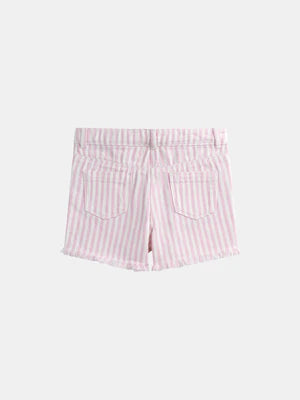 Lined Pink Stripe Cotton Twill Shorts