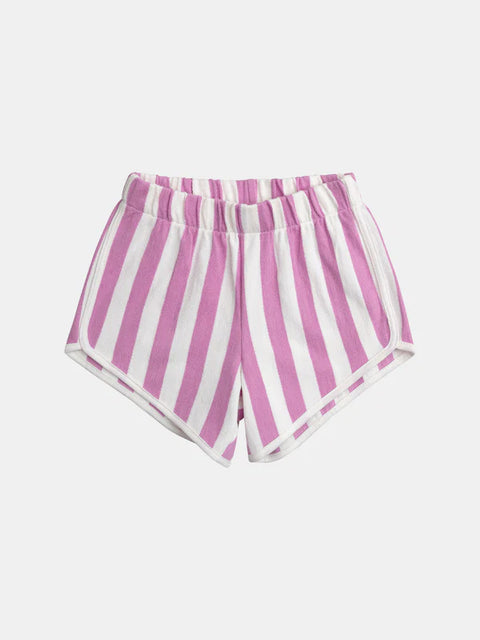 Purple Stripe French Terry Cotton Shorts