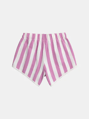 Purple Stripe French Terry Cotton Shorts