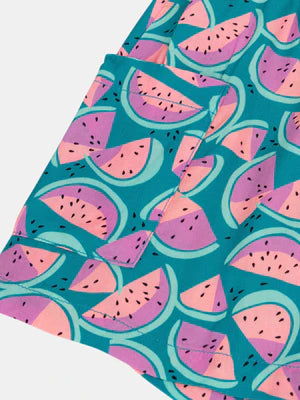 Blue Watermelon Print Viscose Shorts
