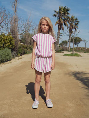 Purple Stripe French Terry Cotton T-shirt