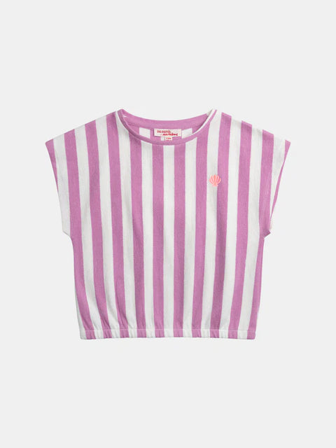 Purple Stripe French Terry Cotton T-shirt