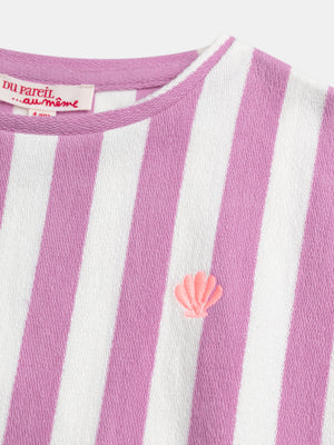 Purple Stripe French Terry Cotton T-shirt