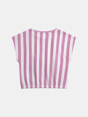 Purple Stripe French Terry Cotton T-shirt