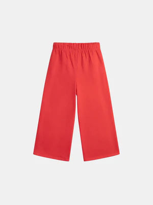 Red Cotton Fleece Joggers With Side Stripes