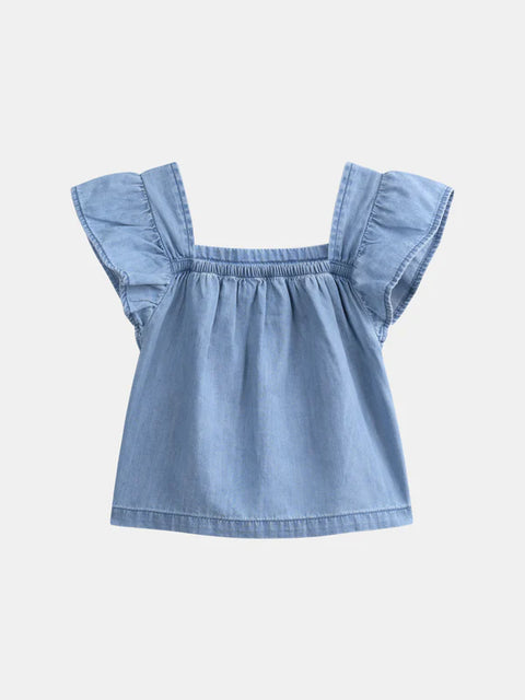 Embroidered Blue Denim Blouse