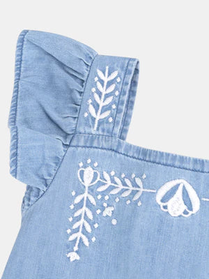 Embroidered Blue Denim Blouse