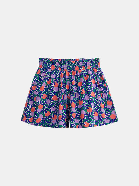 Blue Floral Print Viscose Shorts