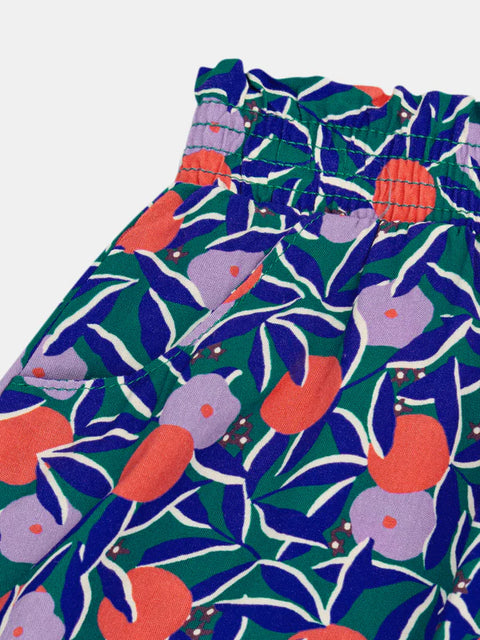 Blue Floral Print Viscose Shorts