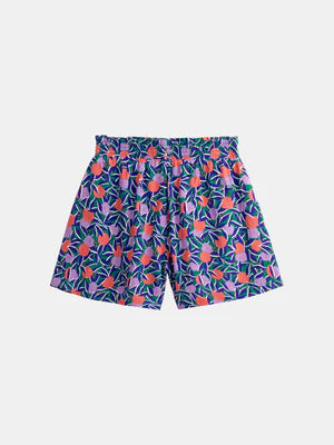 Blue Floral Print Viscose Shorts