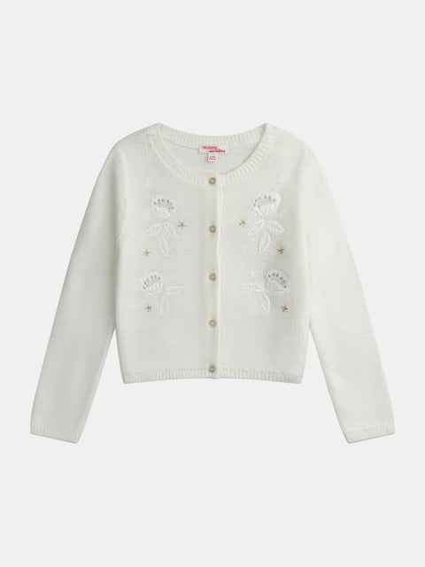 White Embroidered Cardigan