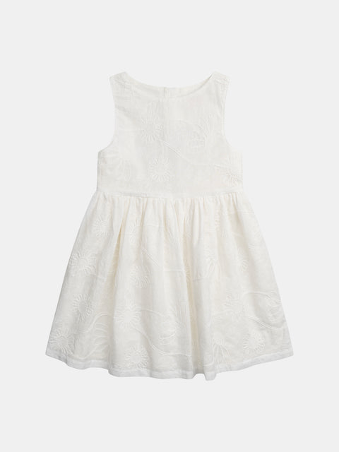 Lined White Heart Shape Cutout Cotton Dress