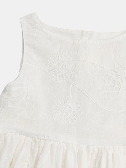 Lined White Heart Shape Cutout Cotton Dress