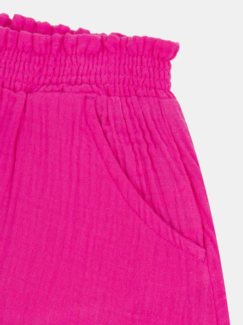 Pink Double Gauze Cotton Shorts