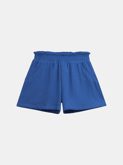 Cobalt Blue Double Gauze Cotton Shorts
