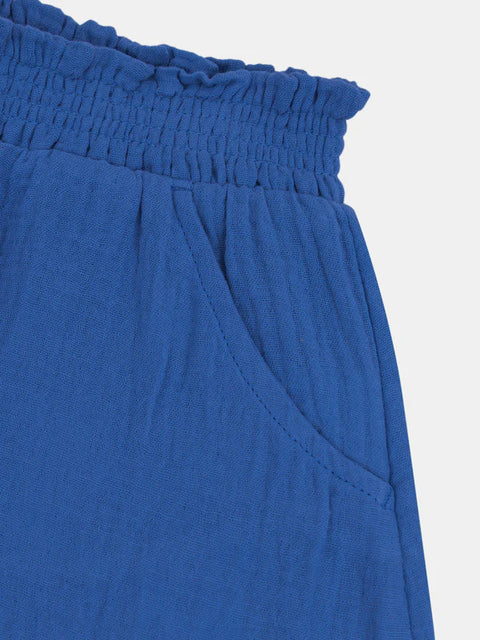 Cobalt Blue Double Gauze Cotton Shorts