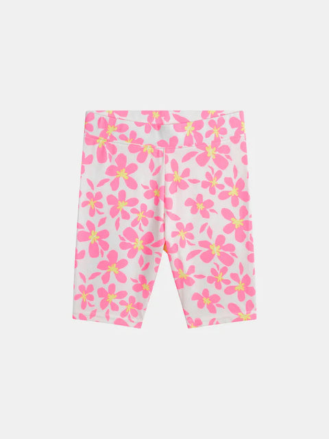 Pink Floral Print Cotton Jersey Bicycle Shorts