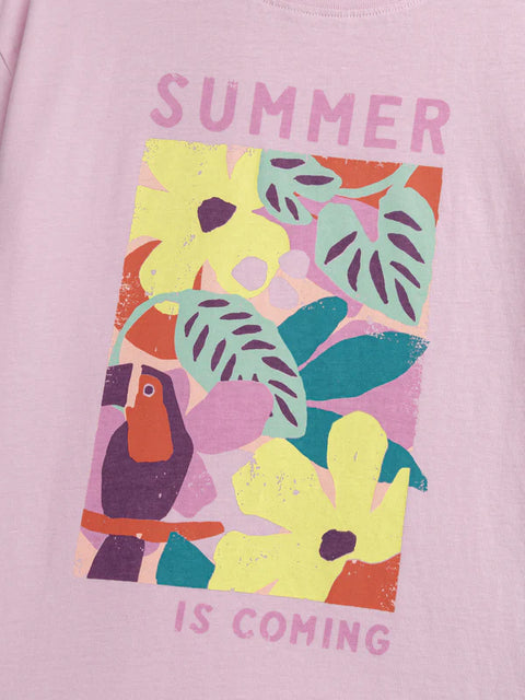 Pink Box Print Cotton T-shirt