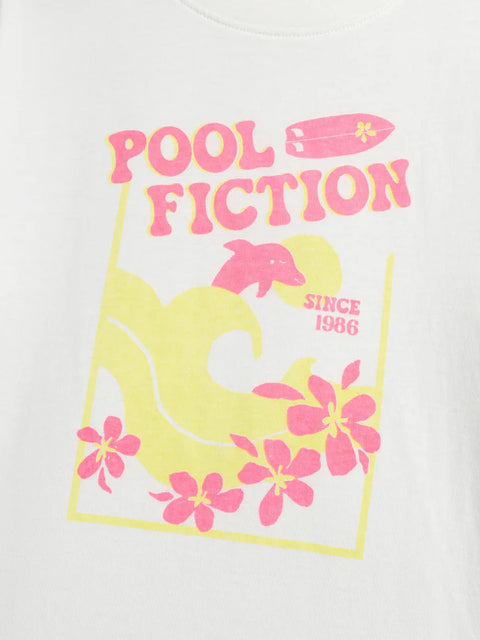 Cream "Pool Fiction" Printed Cotton T-shirt