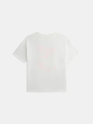 Cream "Pool Fiction" Printed Cotton T-shirt